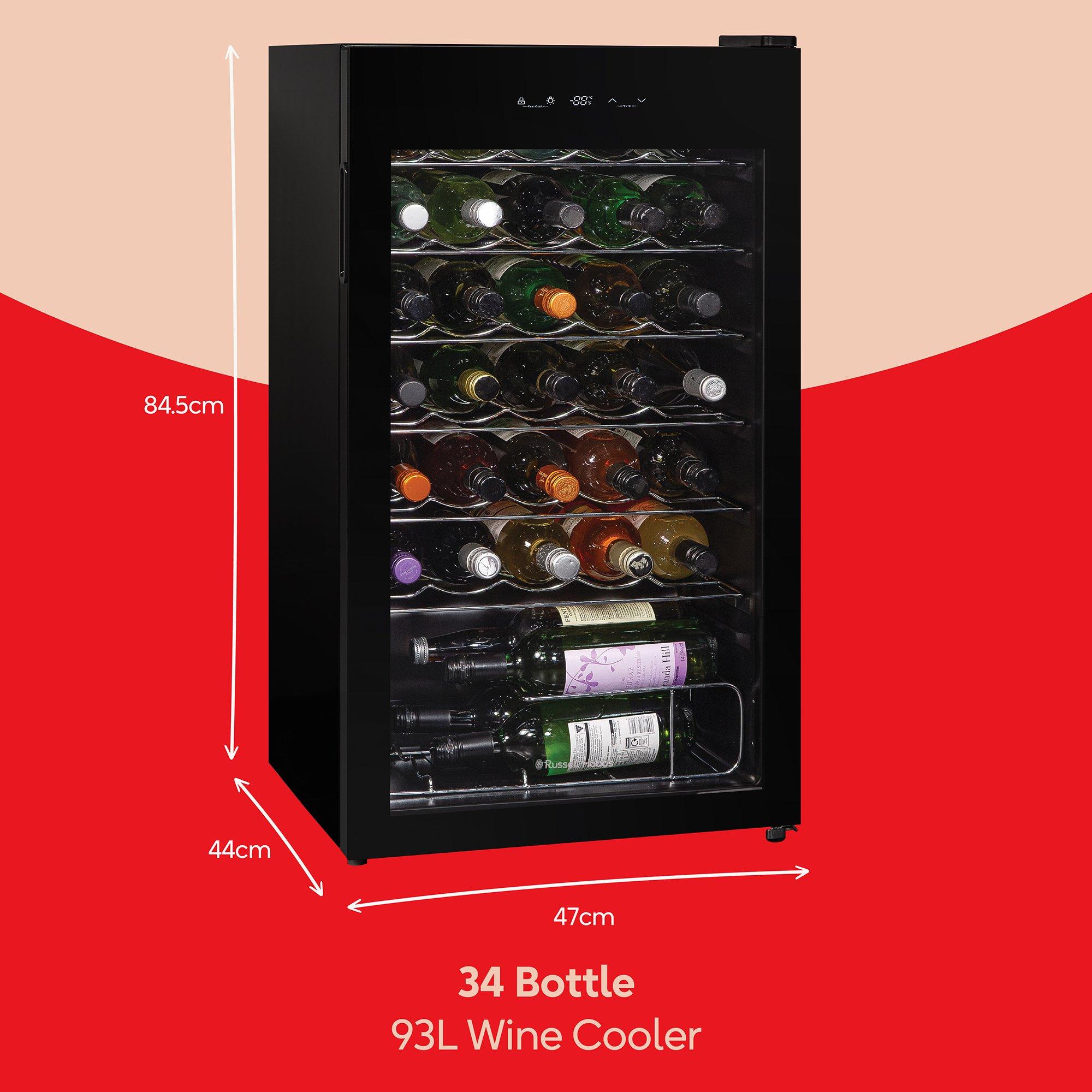 Black - Russell Hobbs - RH34WC101B 34 Bottle 93L Wine Cooler in Black - 2