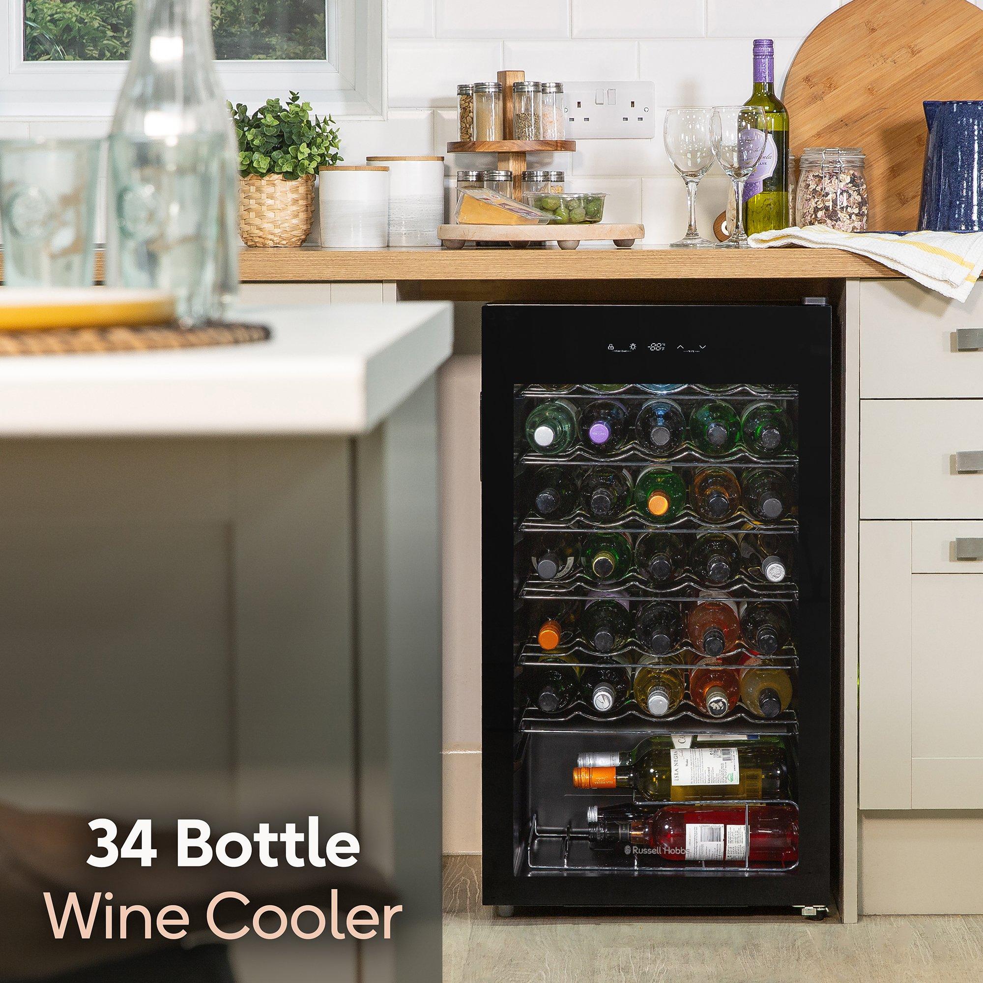 Black - Russell Hobbs - RH34WC101B 34 Bottle 93L Wine Cooler in Black - 3