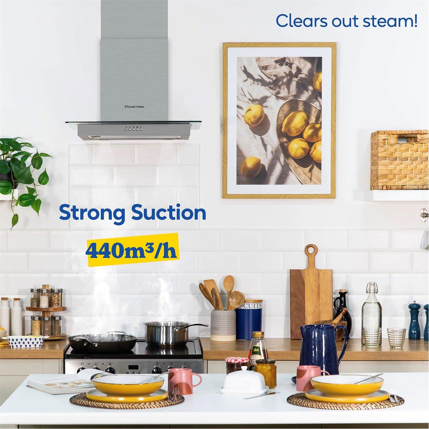 Stainless Steel - Russell Hobbs - RHFGCH601SS 60cm Glass Stainless Steel Cooker Hood - 3