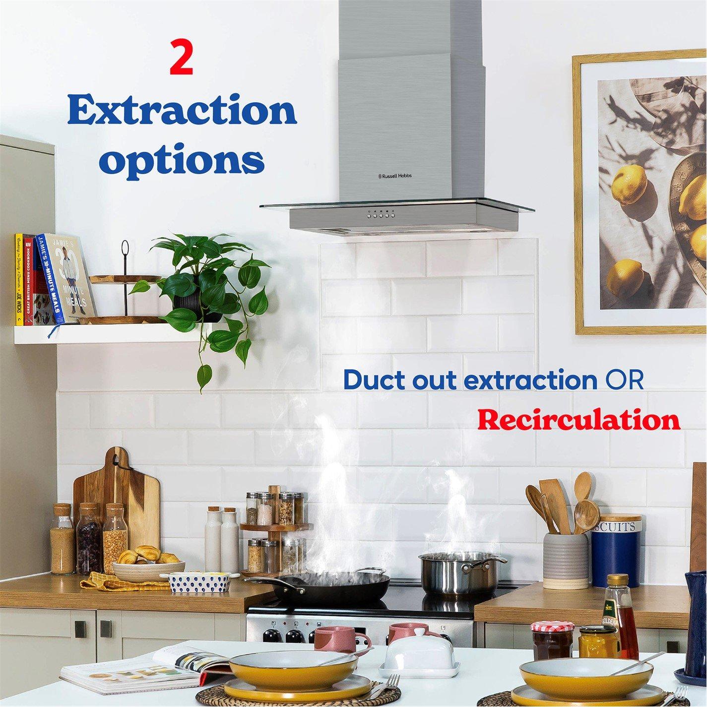 Stainless Steel - Russell Hobbs - RHFGCH601SS 60cm Glass Stainless Steel Cooker Hood - 4