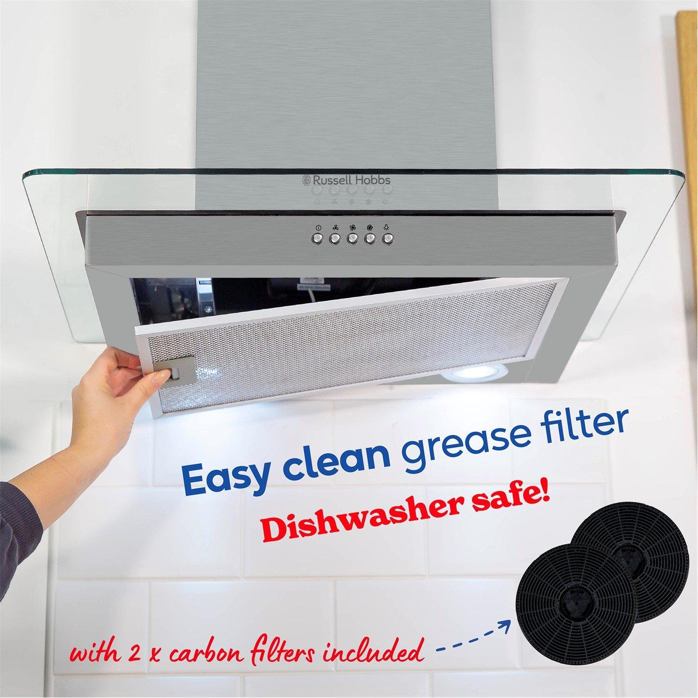 Stainless Steel - Russell Hobbs - RHFGCH601SS 60cm Glass Stainless Steel Cooker Hood - 5