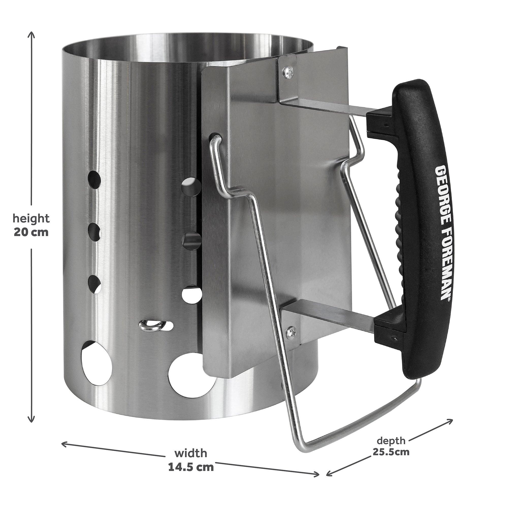 Stainless Steel - George Foreman - GFCMS14 Quick-Fire Compact Chimney BBQ Starter - 2