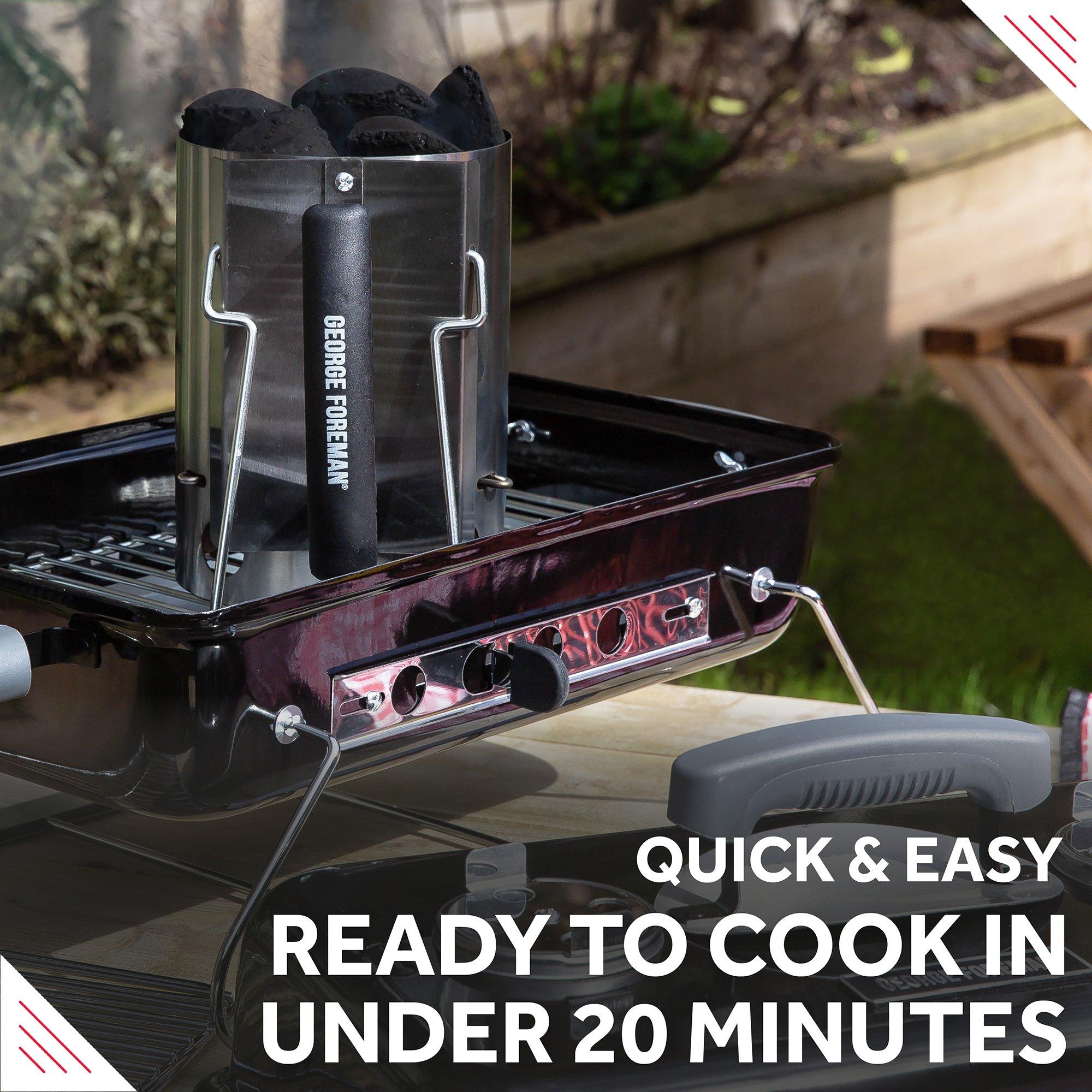 Stainless Steel - George Foreman - GFCMS14 Quick-Fire Compact Chimney BBQ Starter - 3