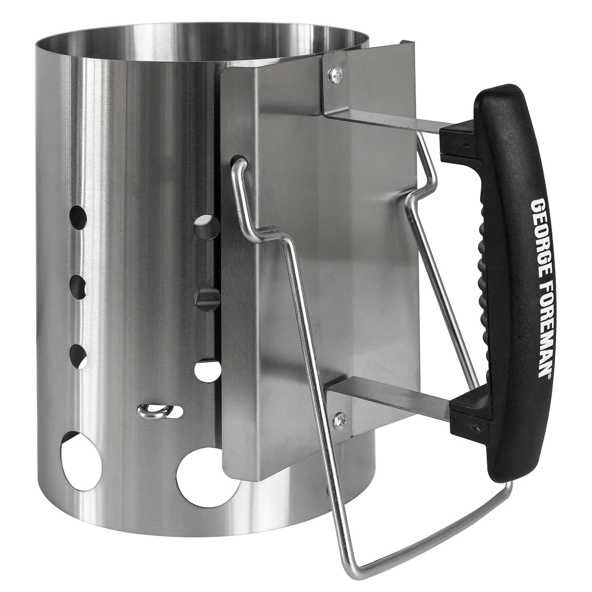 Stainless Steel - George Foreman - GFCMS14 Quick-Fire Compact Chimney BBQ Starter - 10