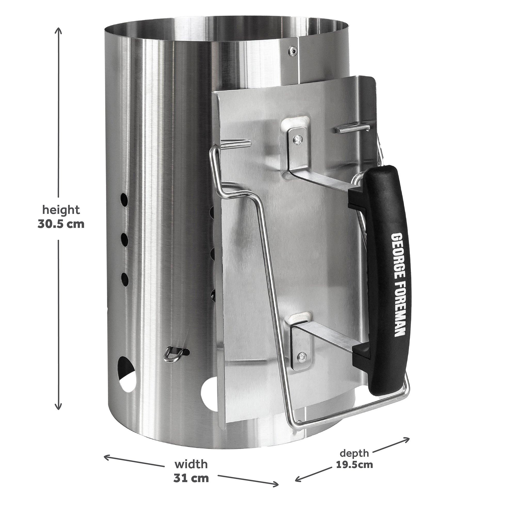 Stainless Steel - George Foreman - GFCMS19 Quick-Fire Large Chimney BBQ Starter - 2