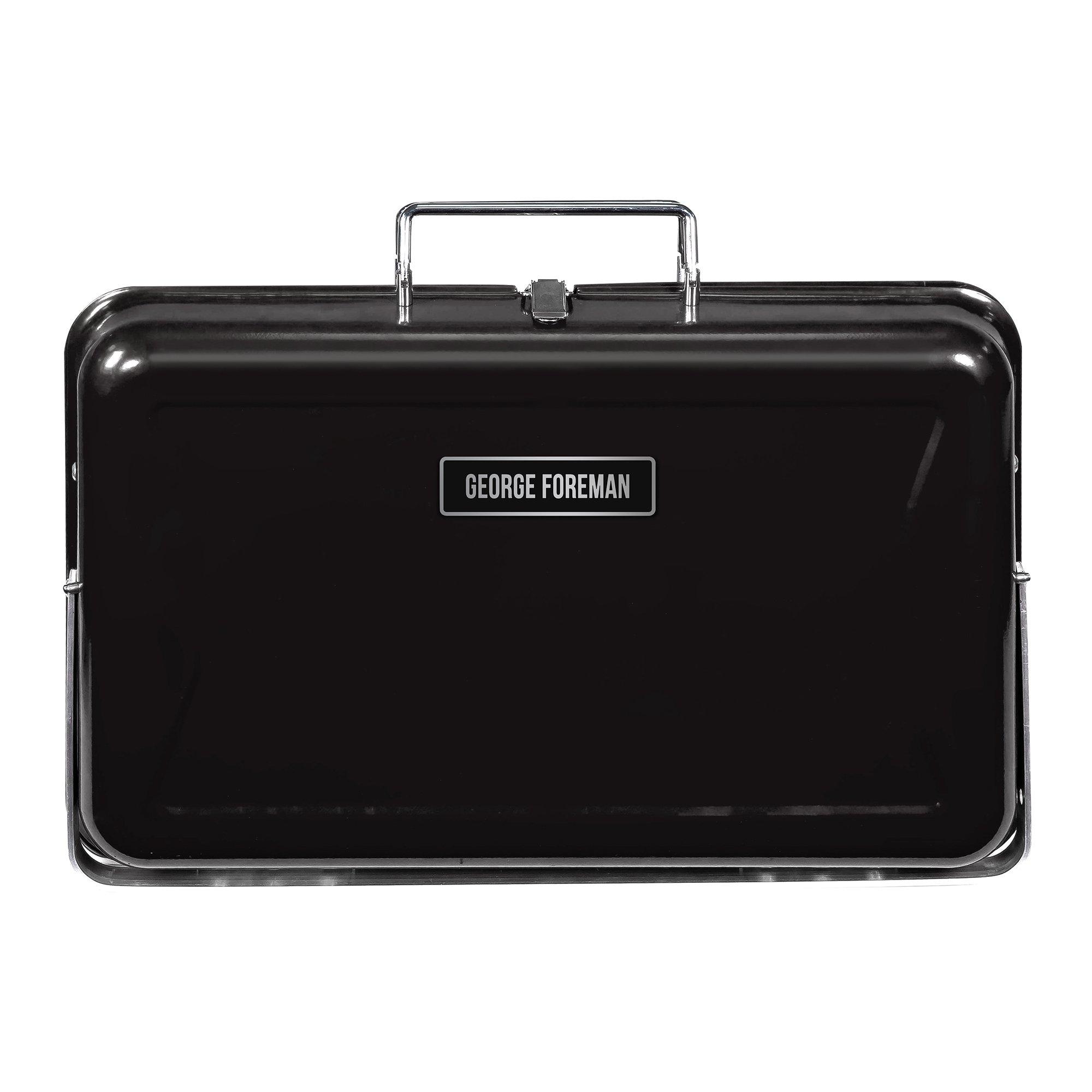 Black - George Foreman - GFPTBBQ1005B Portable Briefcase Charcoal BBQ Black - 1