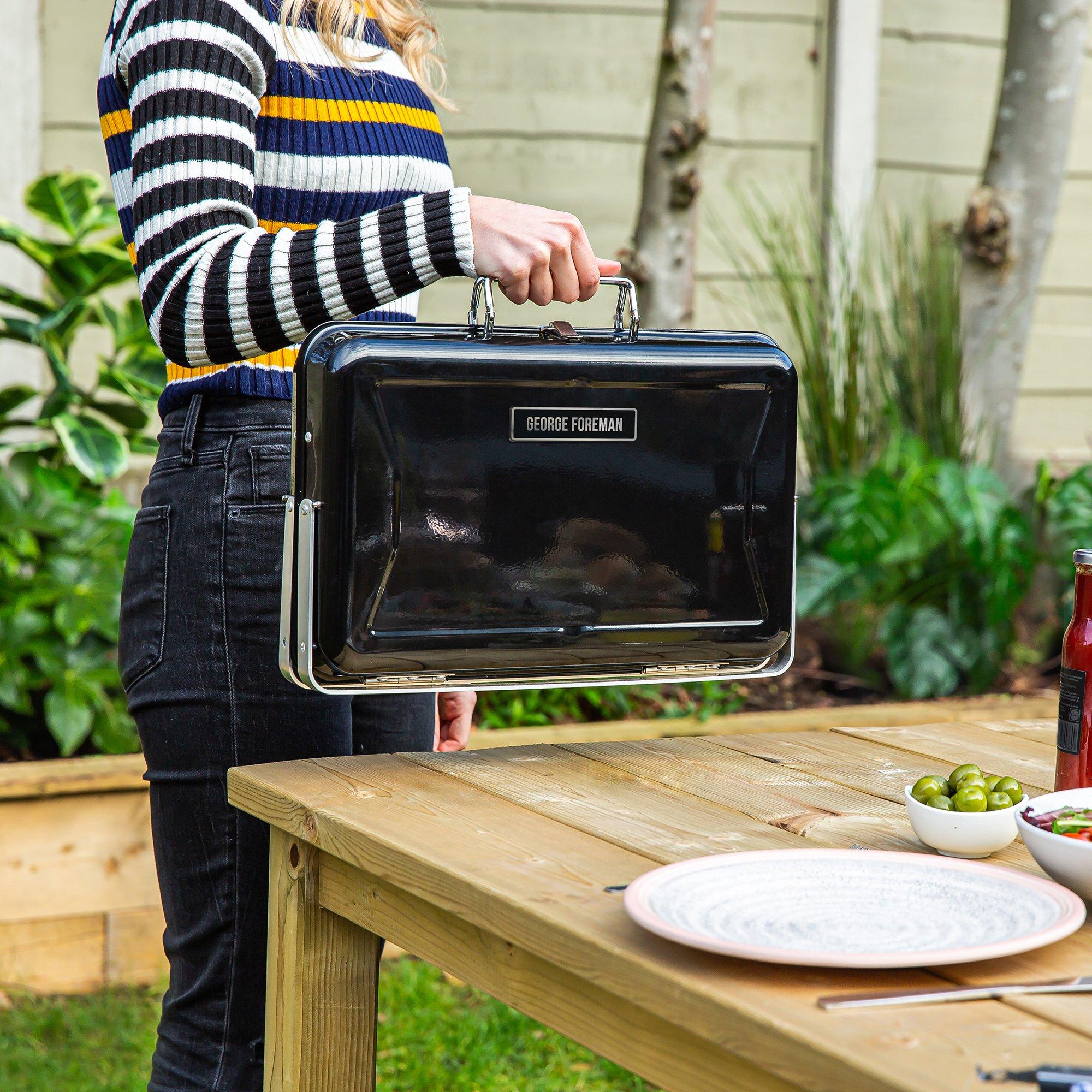 Black - George Foreman - GFPTBBQ1005B Portable Briefcase Charcoal BBQ Black - 2