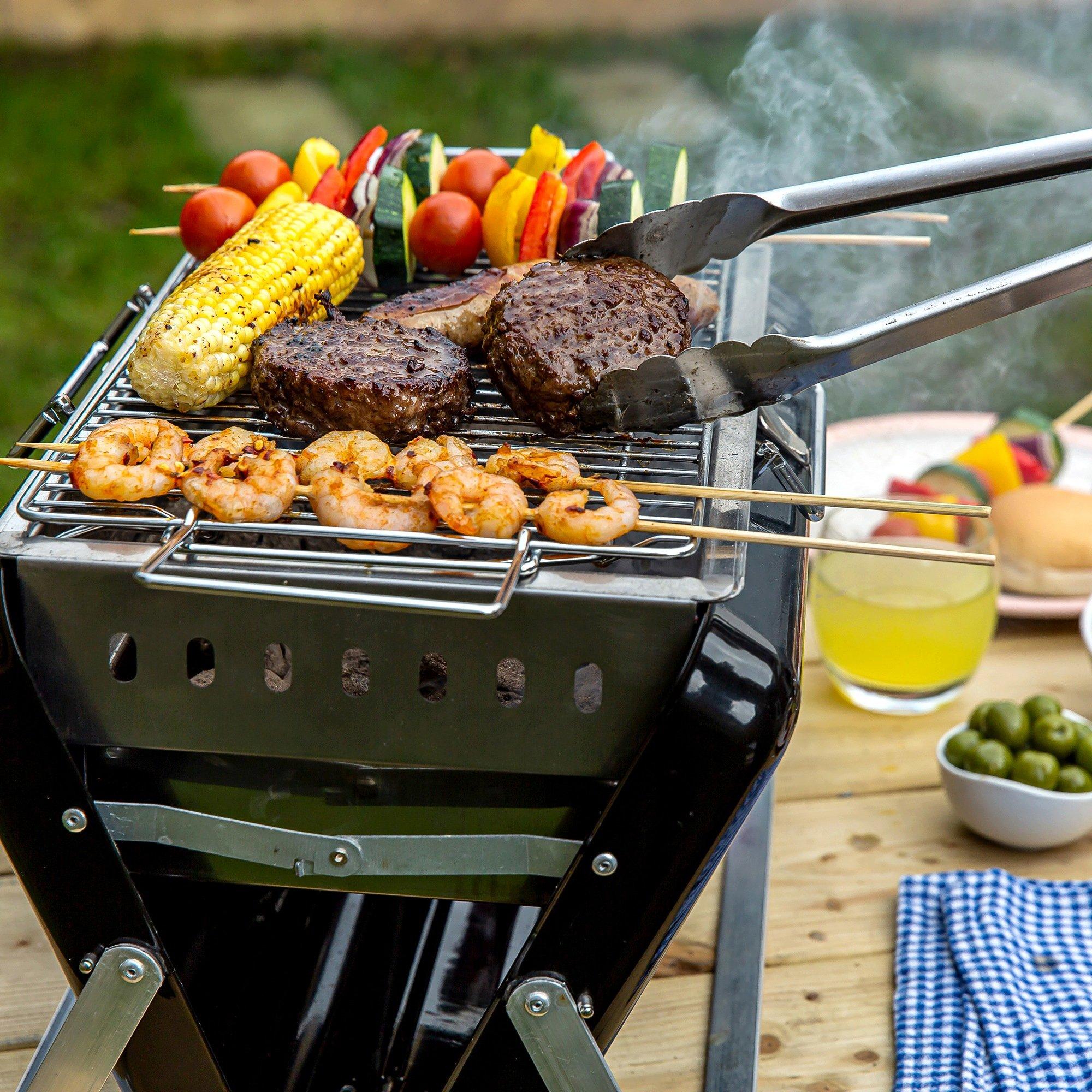 Black - George Foreman - GFPTBBQ1005B Portable Briefcase Charcoal BBQ Black - 3