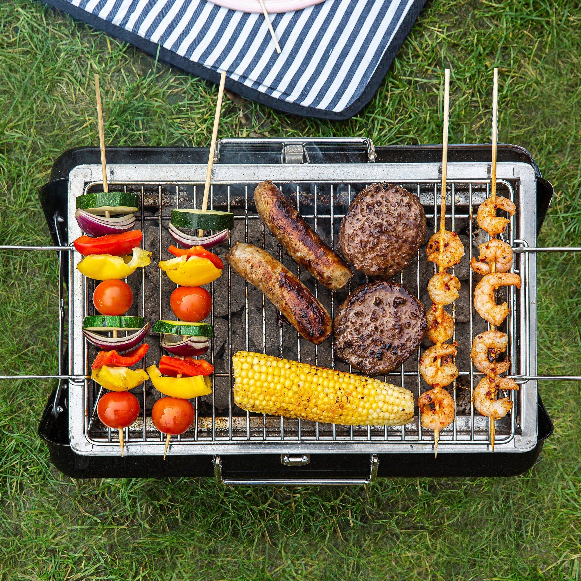 Black - George Foreman - GFPTBBQ1005B Portable Briefcase Charcoal BBQ Black - 4