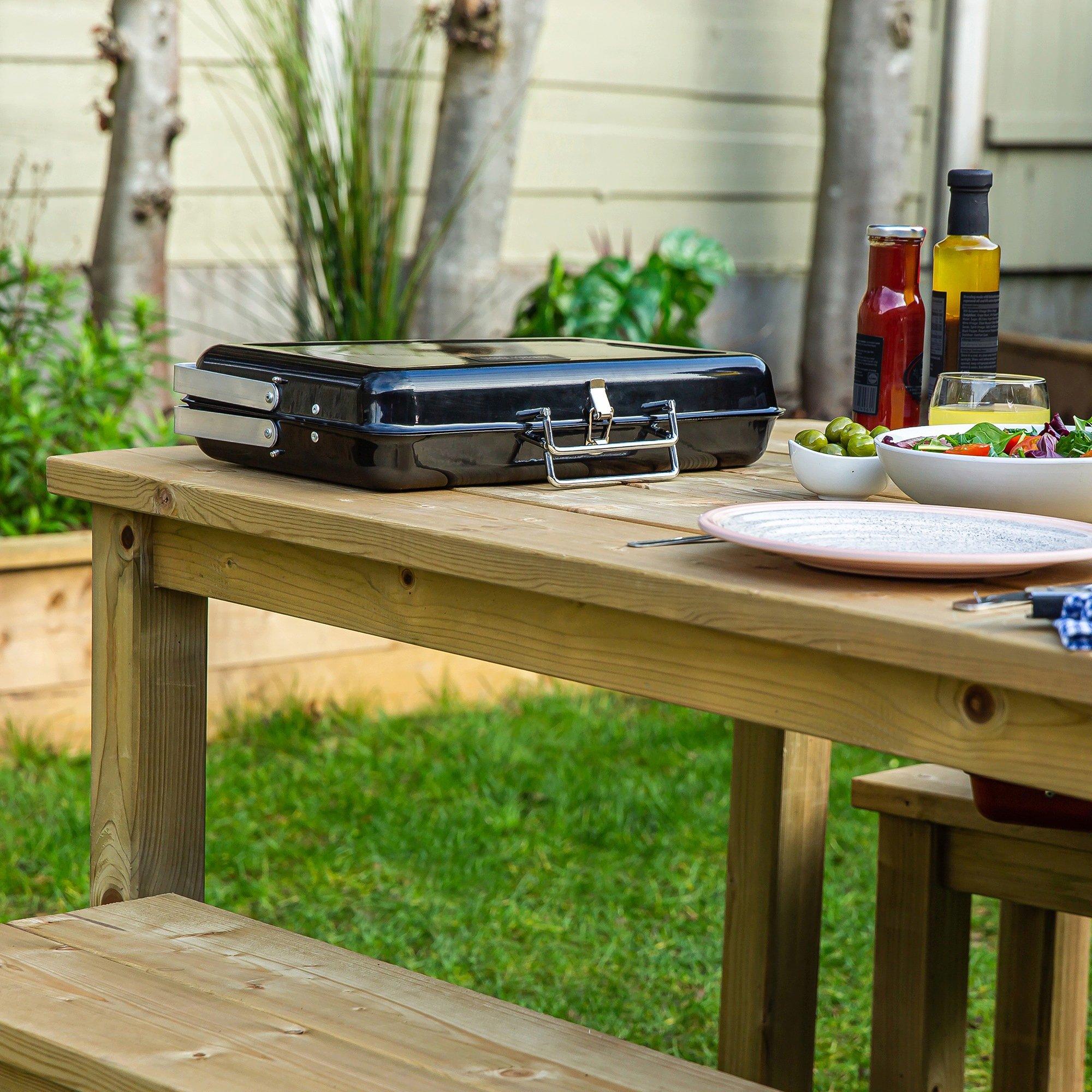 Black - George Foreman - GFPTBBQ1005B Portable Briefcase Charcoal BBQ Black - 6