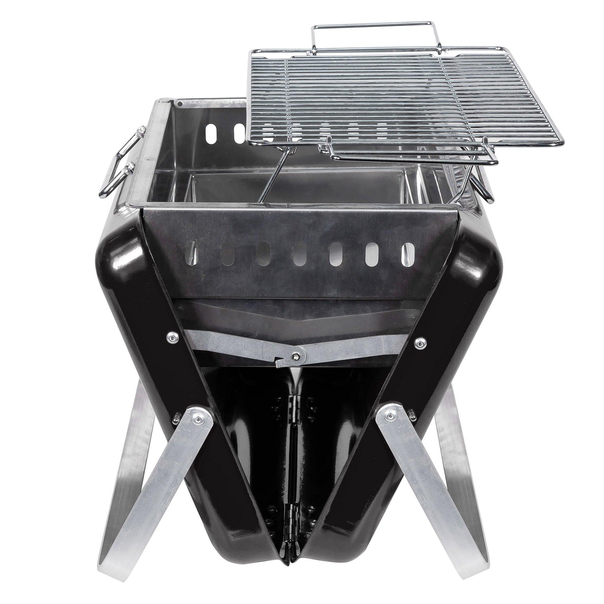 Black - George Foreman - GFPTBBQ1005B Portable Briefcase Charcoal BBQ Black - 9