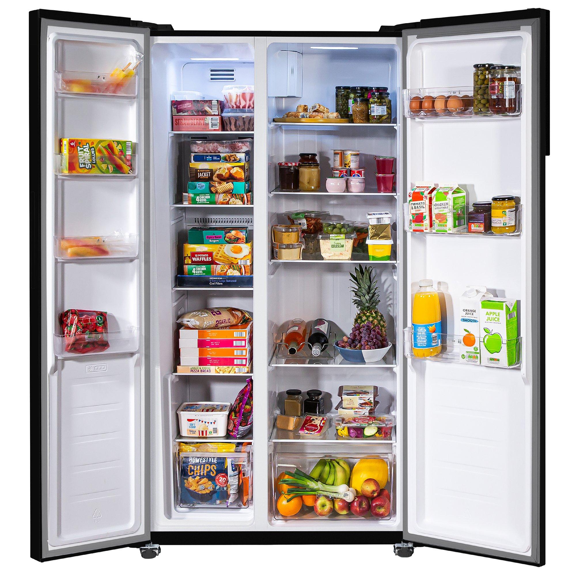 Black - Russell Hobbs - RH90AFF201B Slimline American Fridge Freezer Black - 4