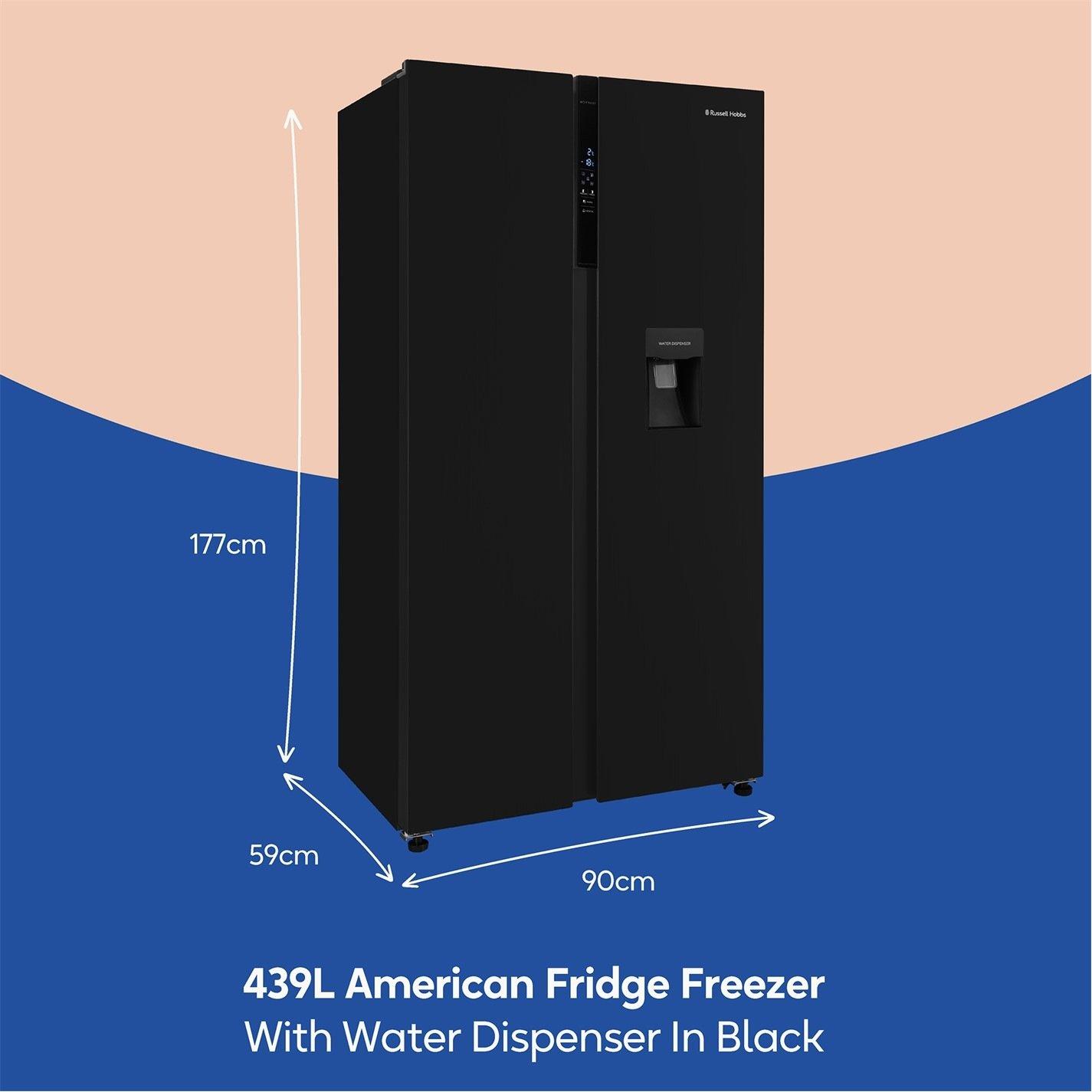 Black - Russell Hobbs - RH90AFF201B-WD Fridge Freezer with Water Dispenser - 2