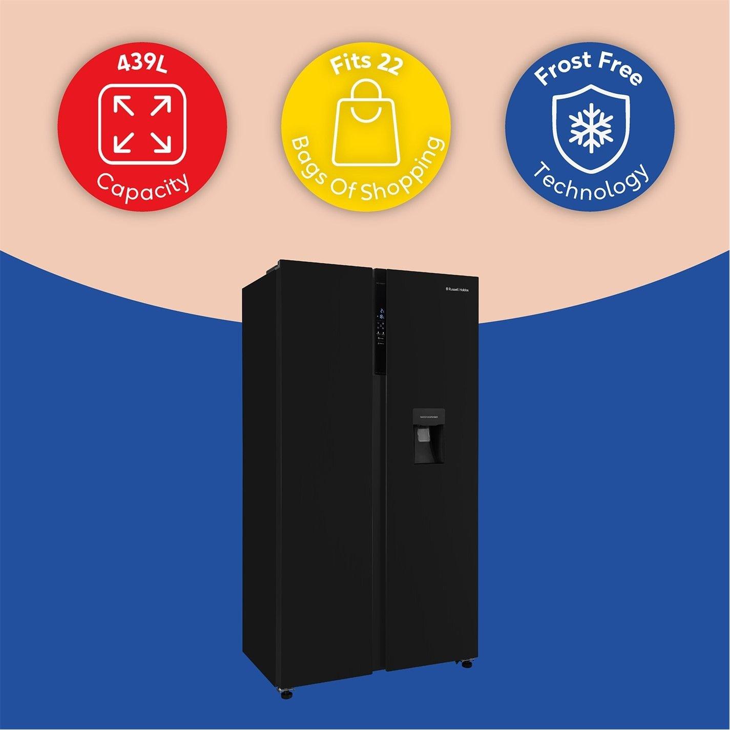 Black - Russell Hobbs - RH90AFF201B-WD Fridge Freezer with Water Dispenser - 11