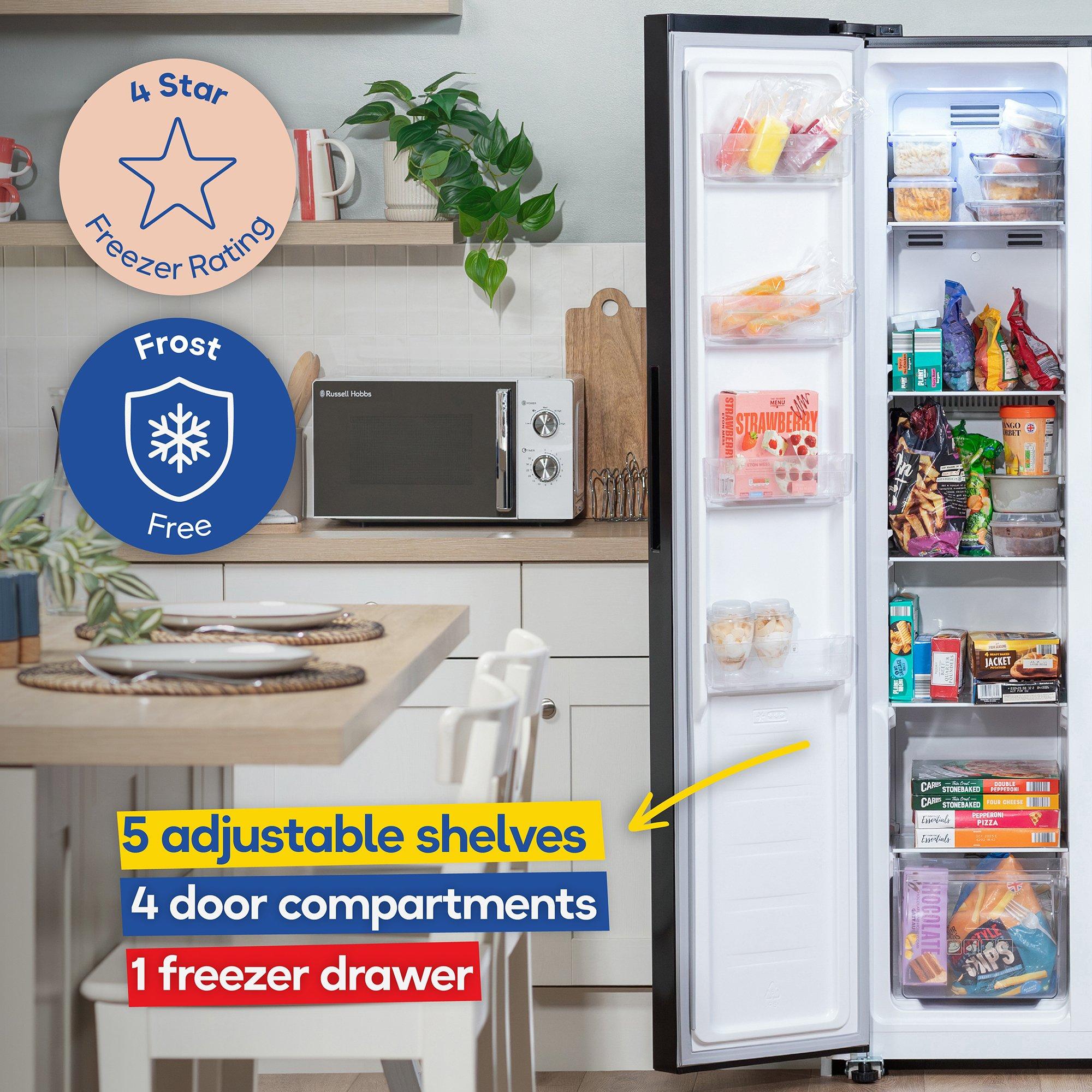 Black - Russell Hobbs - RH90AFF201B-WD Fridge Freezer with Water Dispenser - 4