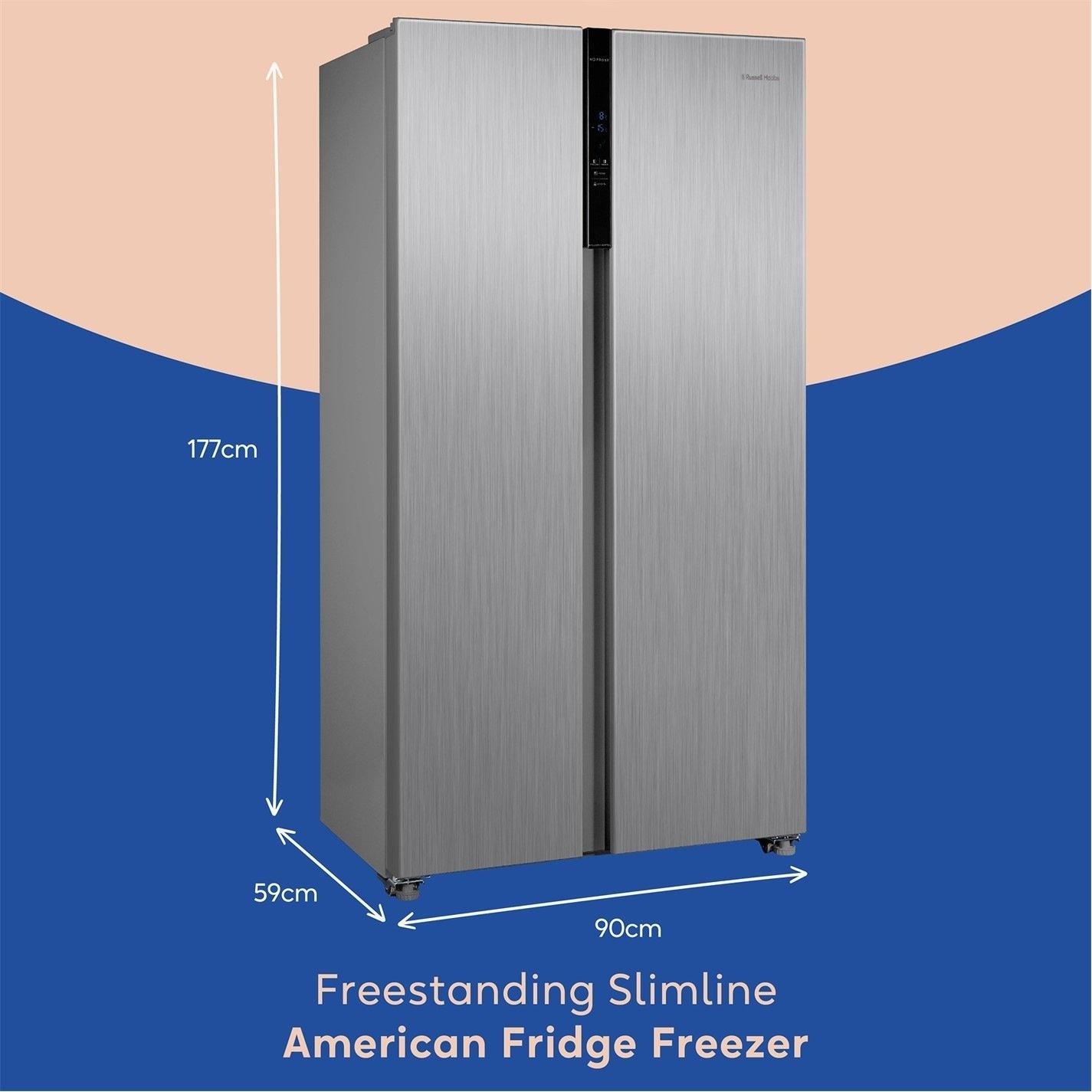 Stainless Steel - Russell Hobbs - RH90AFF201SS Slimline American Fridge Freezer - 2