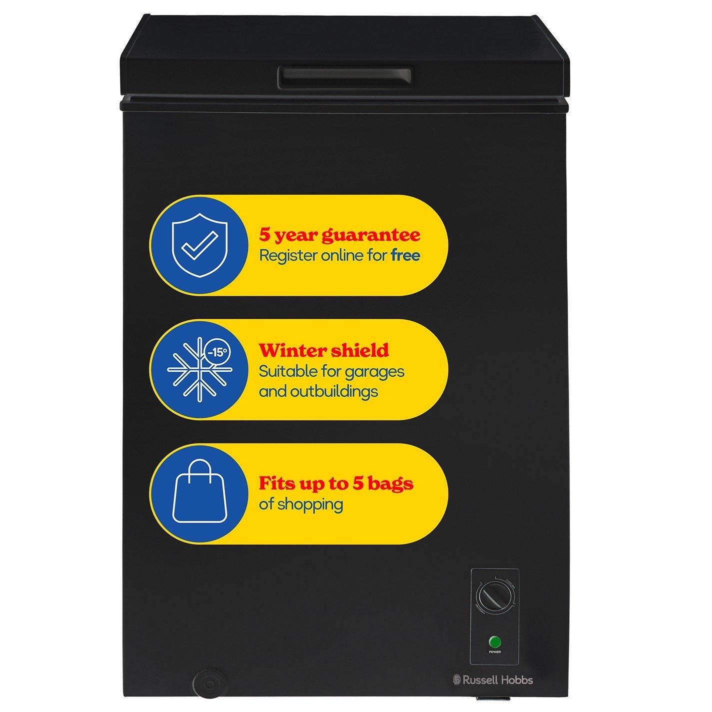 Black - Russell Hobbs - RH99CF0E1B 99L Compact Chest Freezer in Black - 1