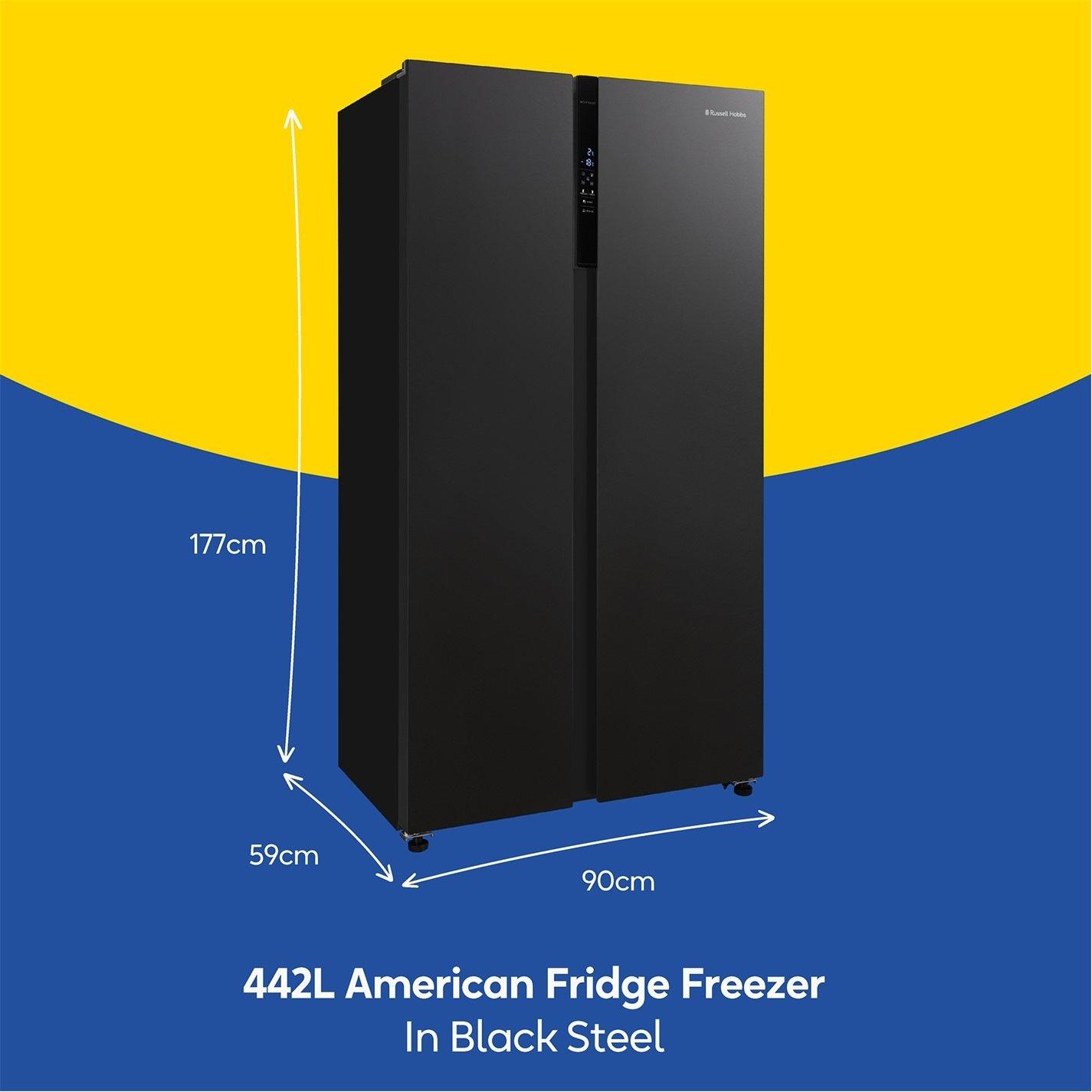 Black Steel - Russell Hobbs - RH90AFF201DI Freestanding American Fridge Freezer - 2