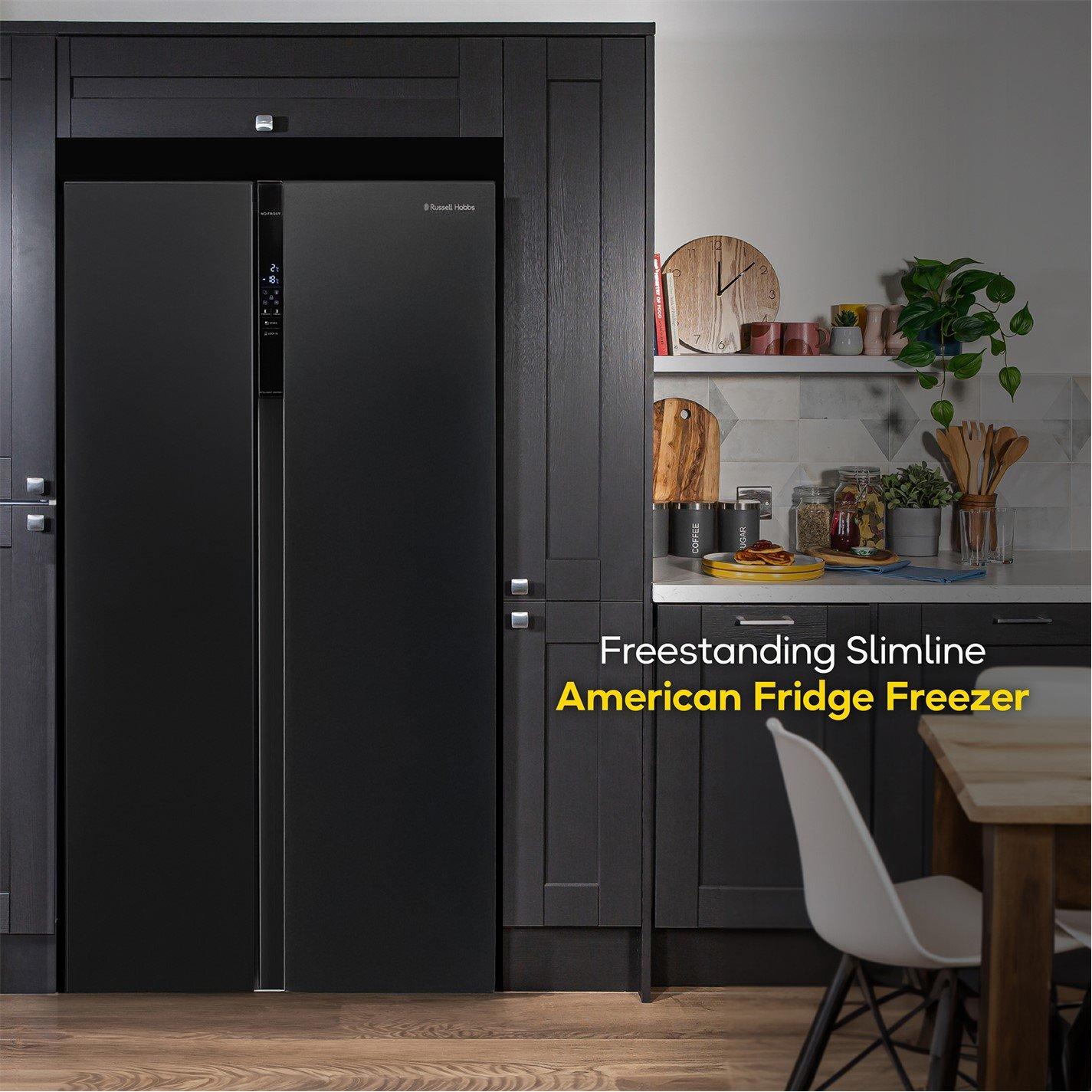 Black Steel - Russell Hobbs - RH90AFF201DI Freestanding American Fridge Freezer - 3