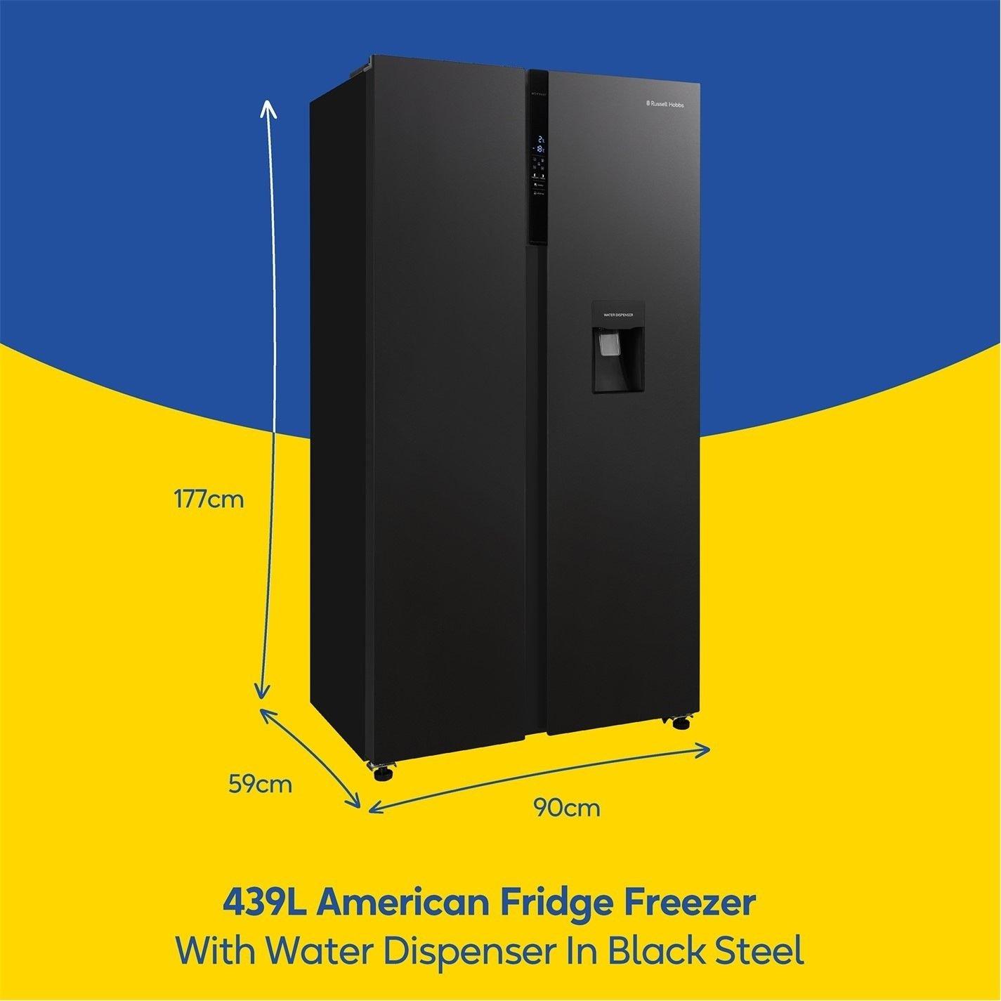 Black Steel - Russell Hobbs - RH90AFF201DI-WD American Fridge Freezer - 2