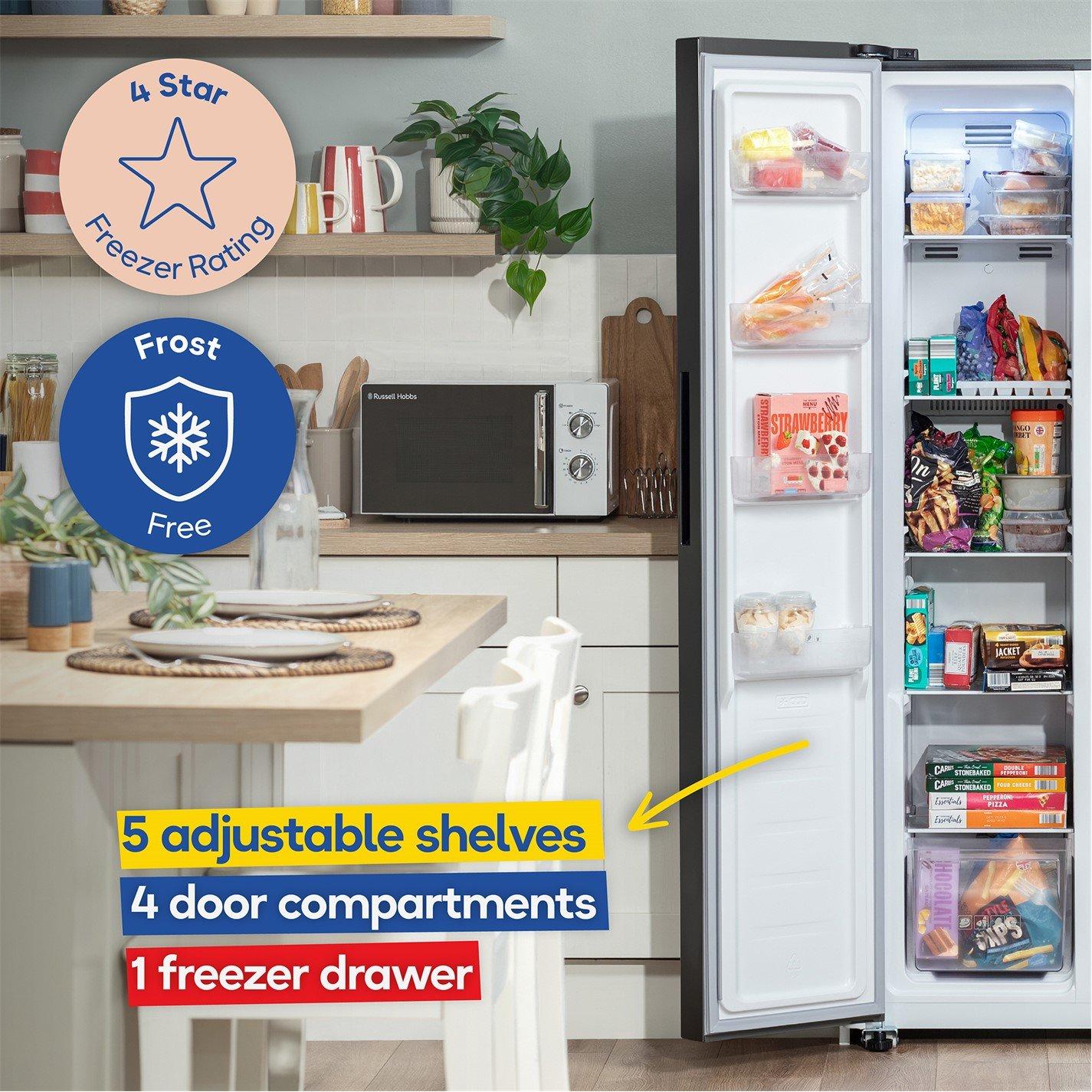 Black Steel - Russell Hobbs - RH90AFF201DI-WD American Fridge Freezer - 5