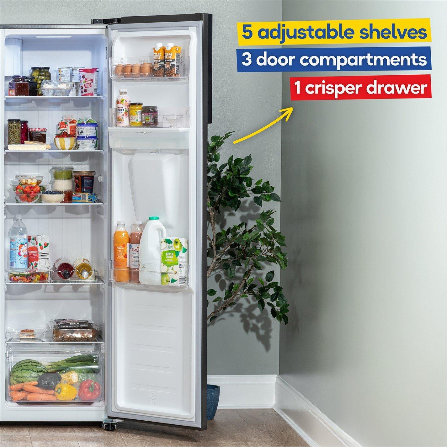 Black Steel - Russell Hobbs - RH90AFF201DI-WD American Fridge Freezer - 6