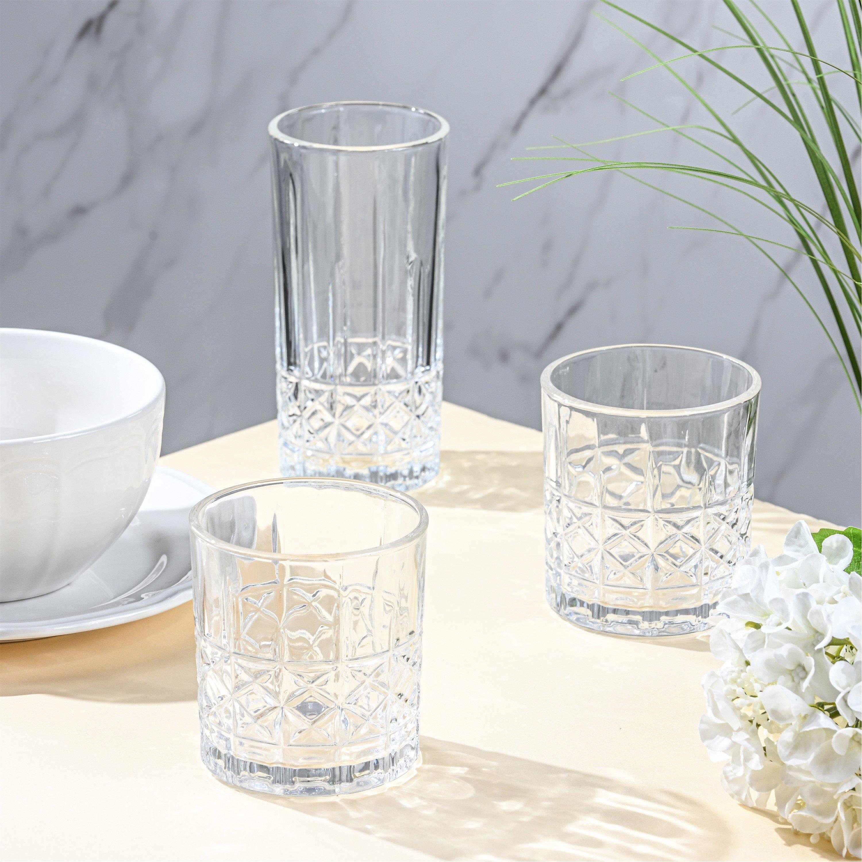 Clear - Waterside - 4pc Diamond Cut Hi-Ball - 2