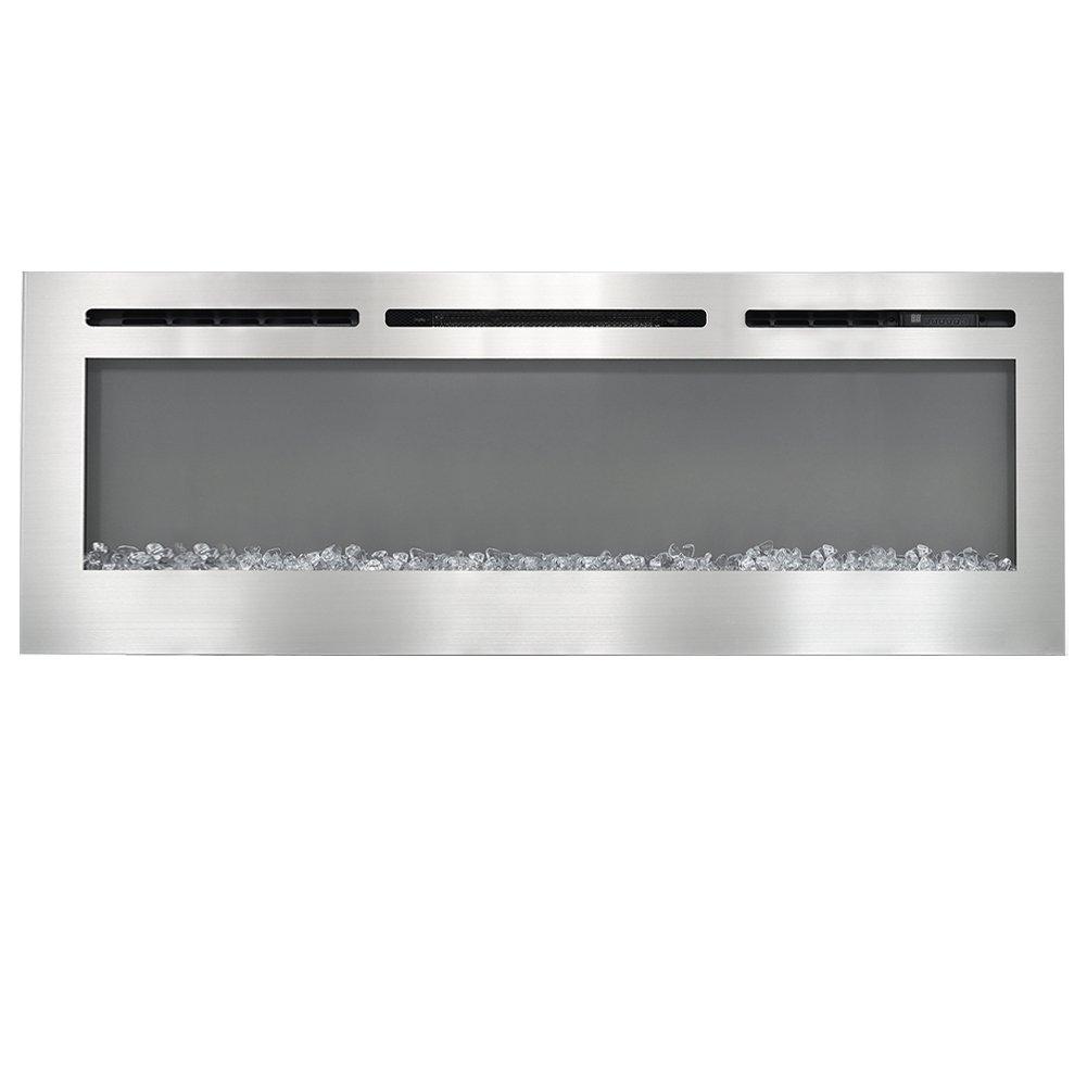 Chrome - Kabinet UK - Linear Electric Fireplace Recessed in Chrom - 1