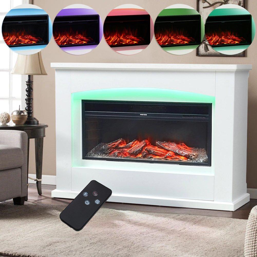 White - Kabinet UK - Electric Fireplace Mantel with Multi-Color Flames - 3