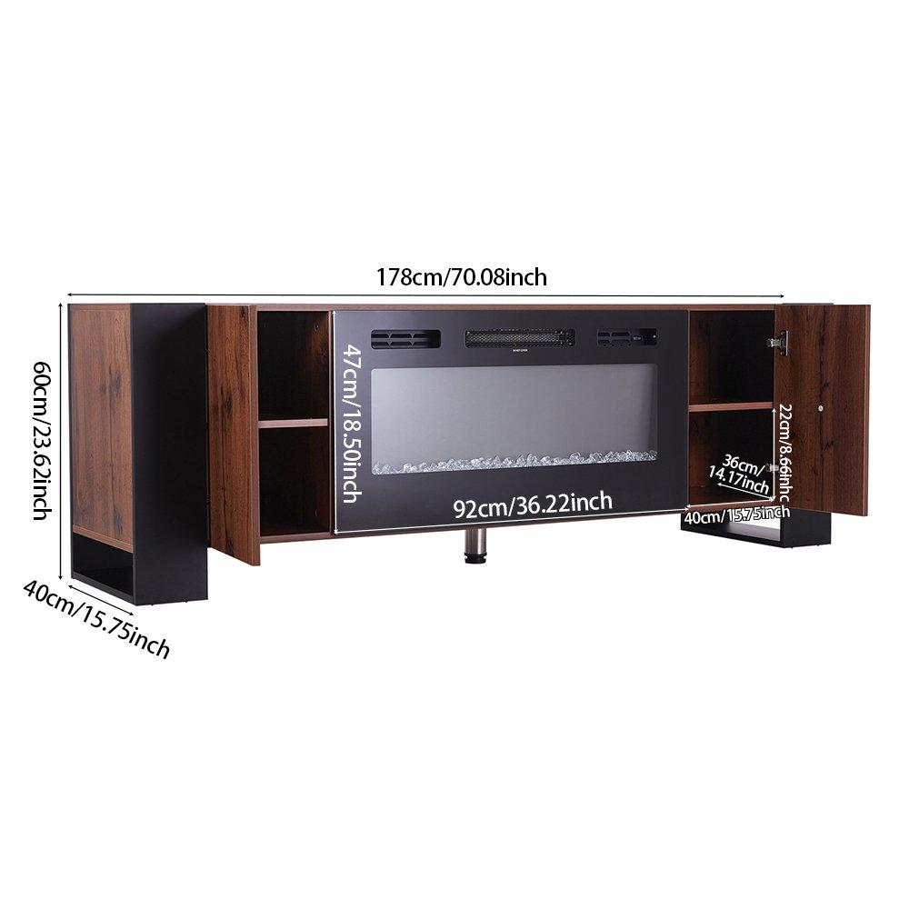 Blackdark Walnu - Kabinet UK - Electric Fireplace TV Stand with Remote Control - 6