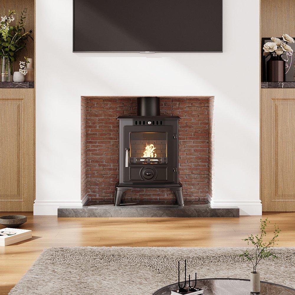 Kabinet Uk  High Efficiency Wood Burning Stove Fireplace - Black