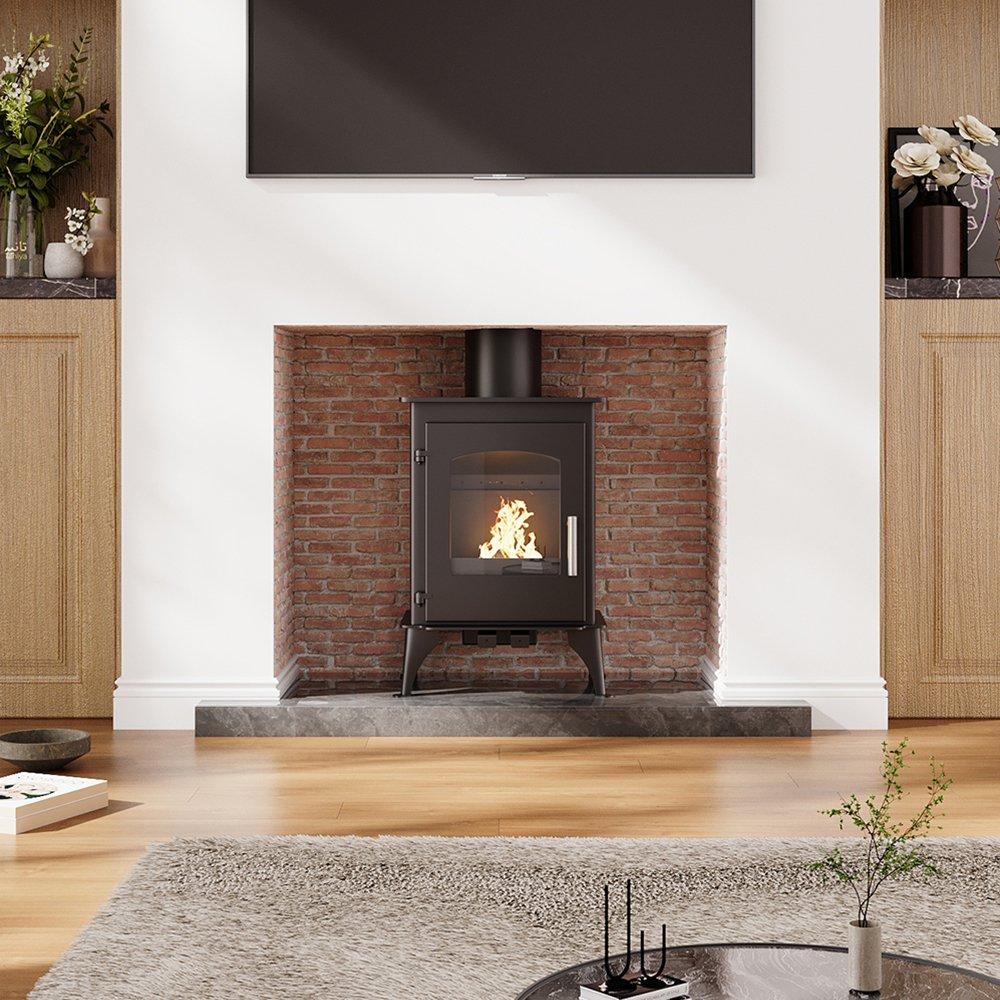Black - Kabinet UK - High Efficiency Wood Burning Stove Fireplace - 1