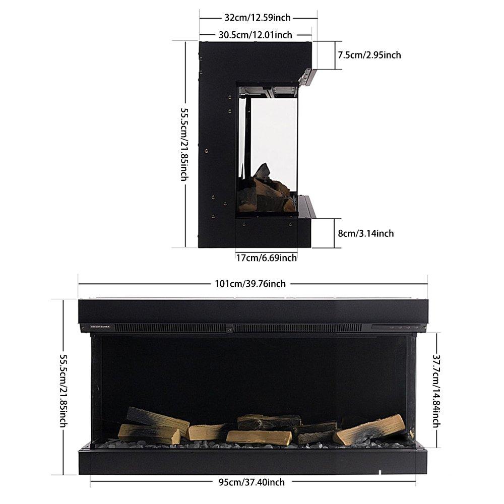 Black - Kabinet UK - Electric Fireplace with Remote Control - 2