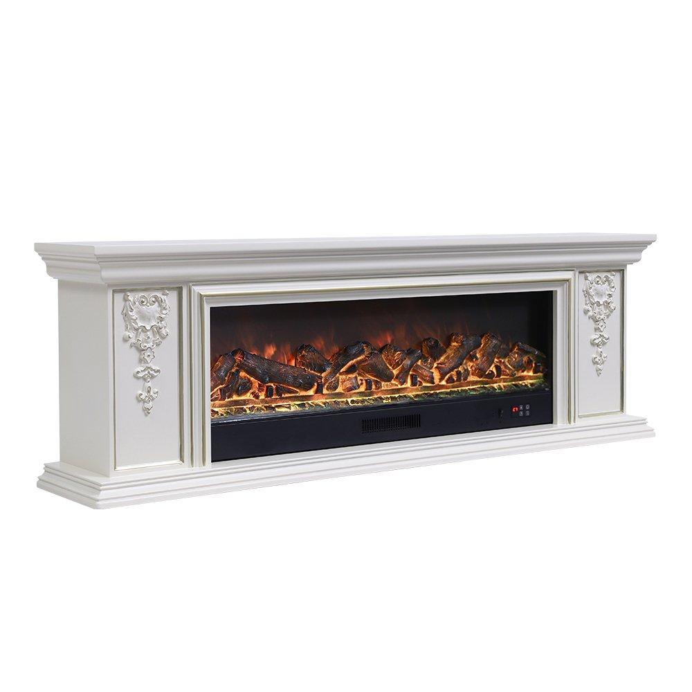 White - Kabinet UK - TV Stand Electric Fireplace Adjustable Flame - 5
