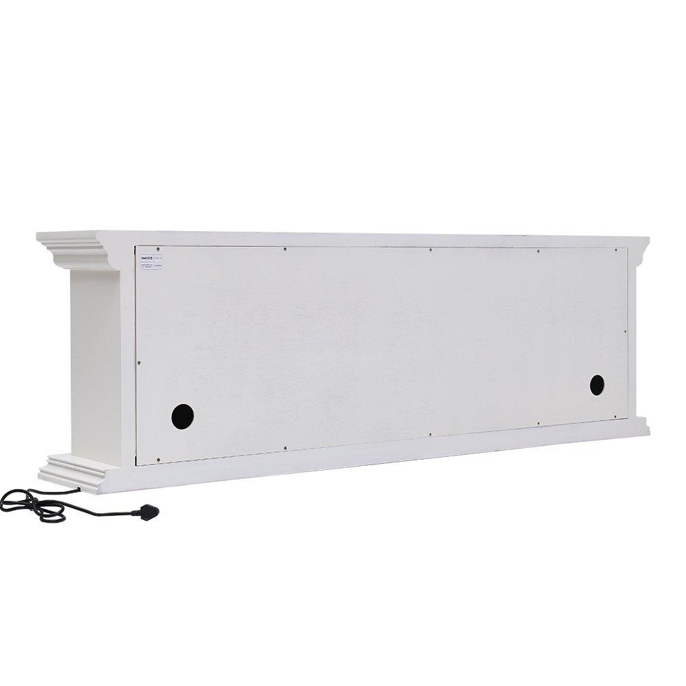 White - Kabinet UK - TV Stand Electric Fireplace Adjustable Flame - 7