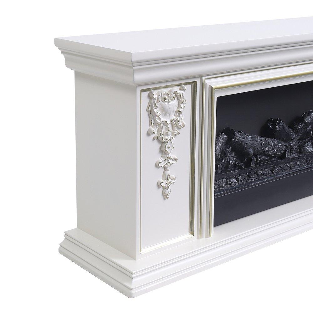 White - Kabinet UK - TV Stand Electric Fireplace Adjustable Flame - 10