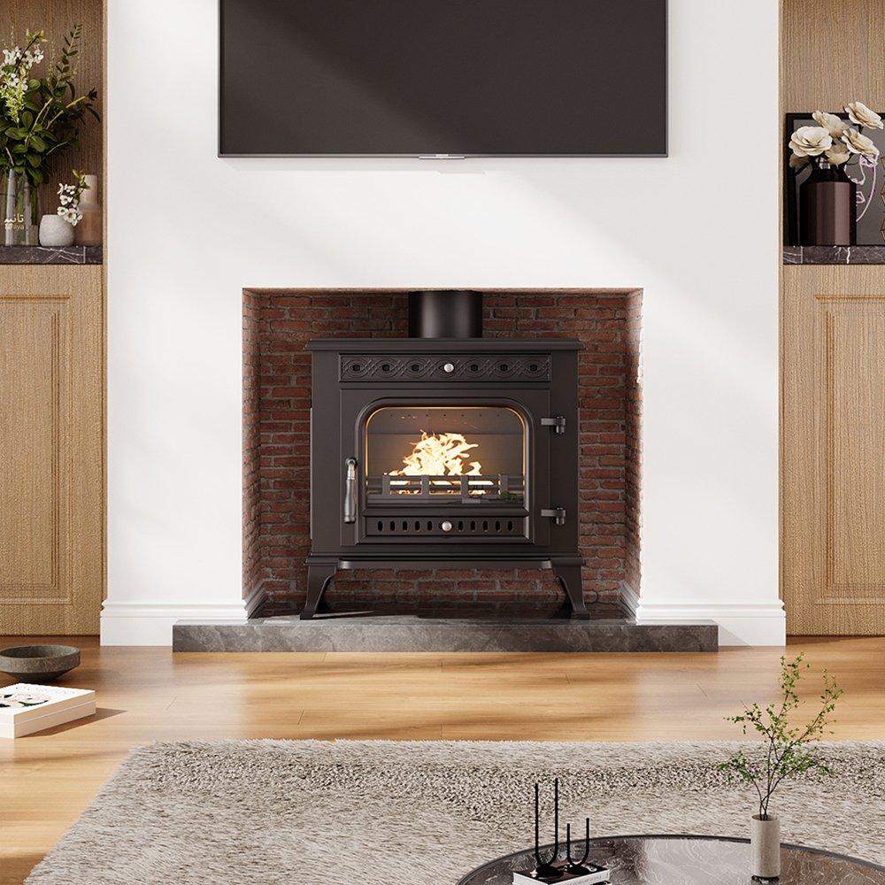 Black - Kabinet UK - High Efficiency Wood Burning Stove Fireplace - 1