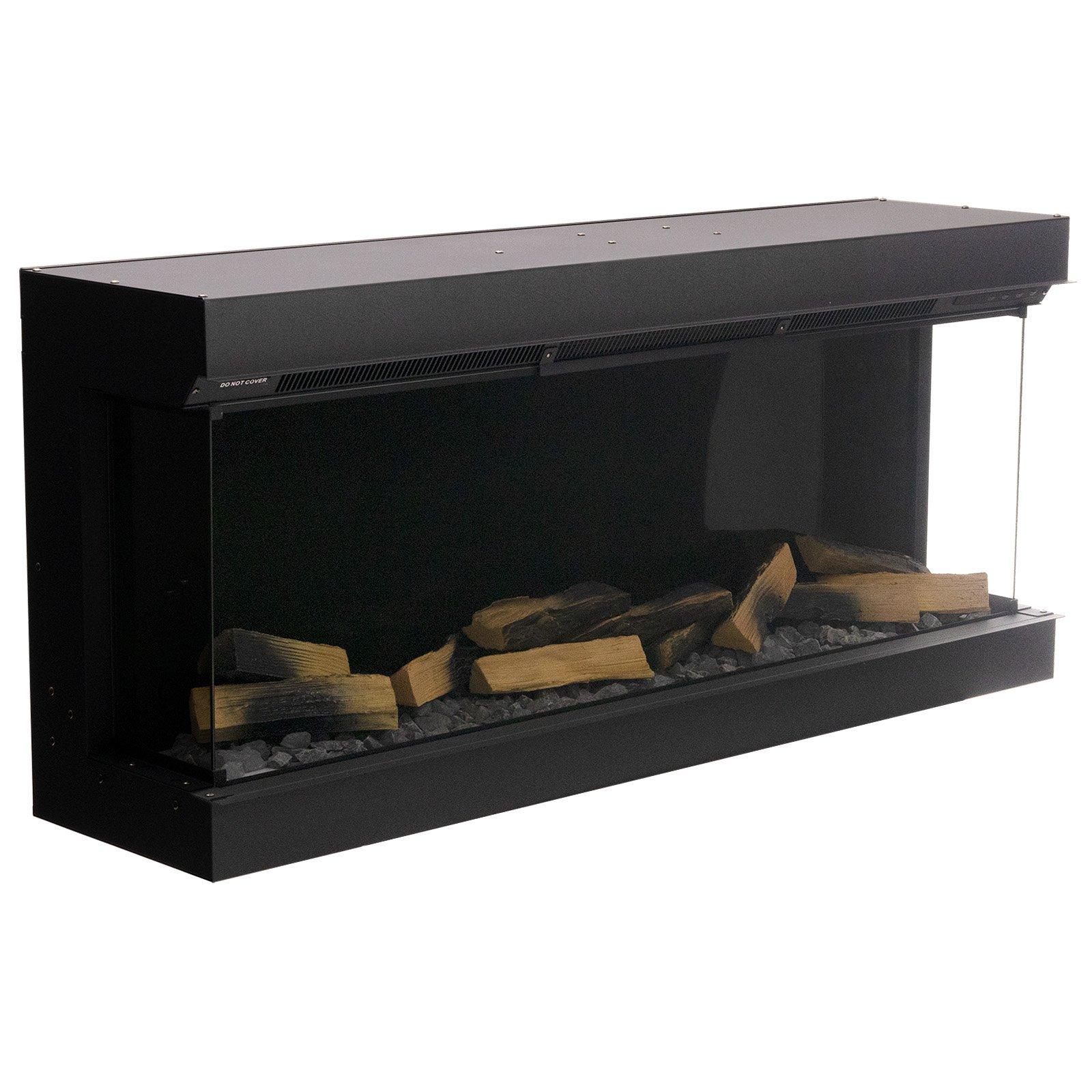 Black - Kabinet UK - 50inch 3-Sided Smart Electric Fireplace - 7