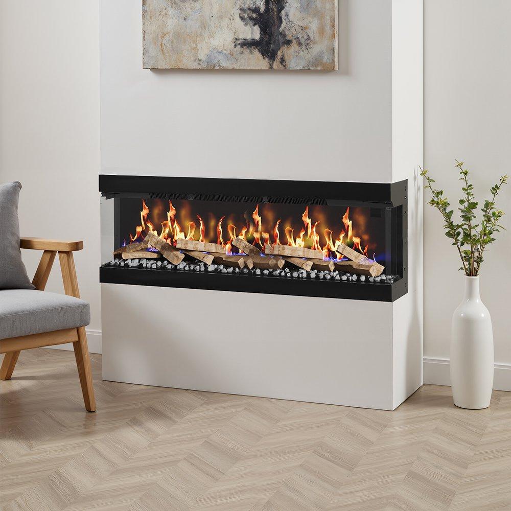 Black - Kabinet UK - 60inch 3-Sided Smart Electric Fireplace - 1