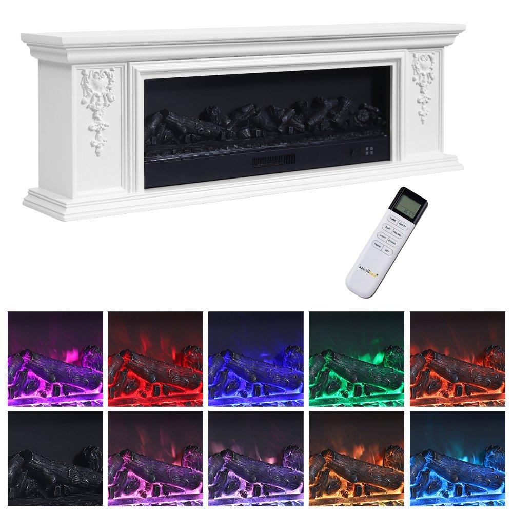 White - Kabinet UK - TV Stand Electric Fireplace Adjustable Flame - 12