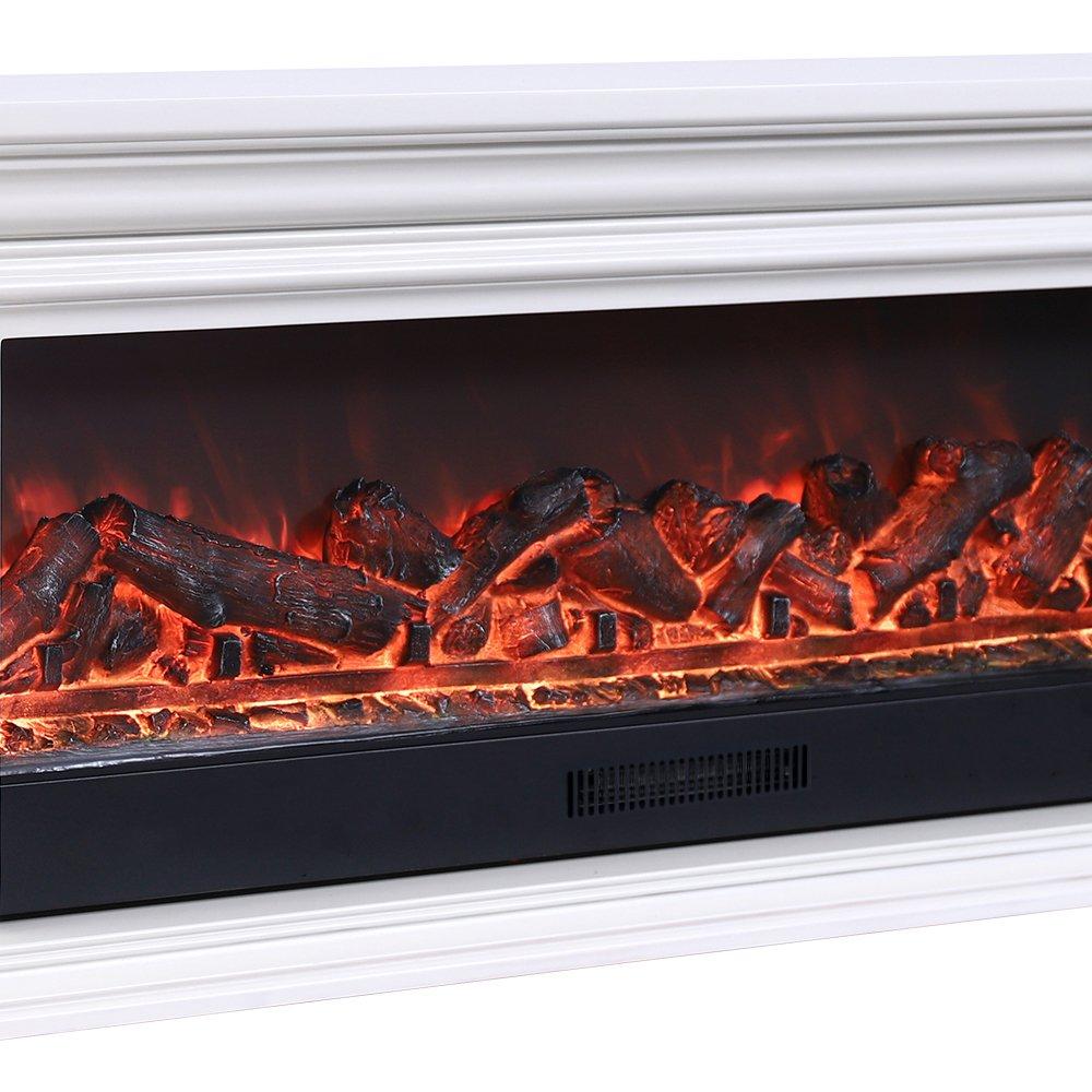 White - Kabinet UK - TV Stand Electric Fireplace Adjustable Flame - 6