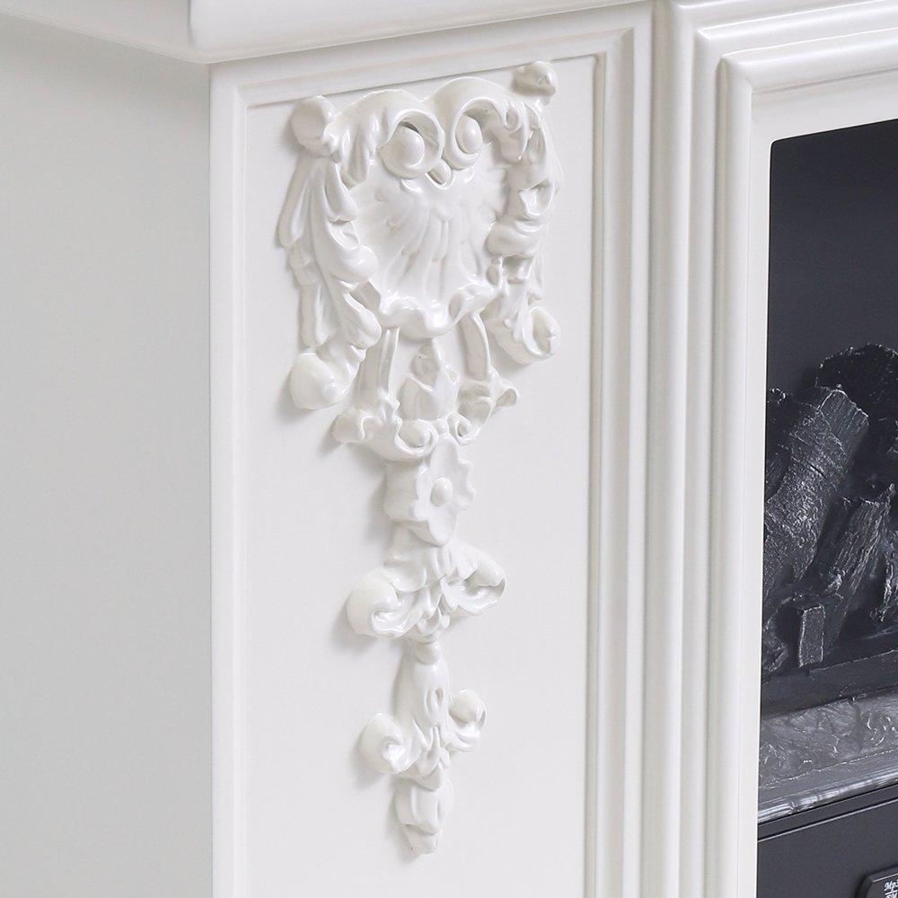 White - Kabinet UK - TV Stand Electric Fireplace Adjustable Flame - 7