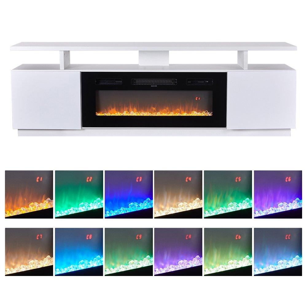 White - Kabinet UK - Electric Fireplace TV Stand with Remote Control - 7