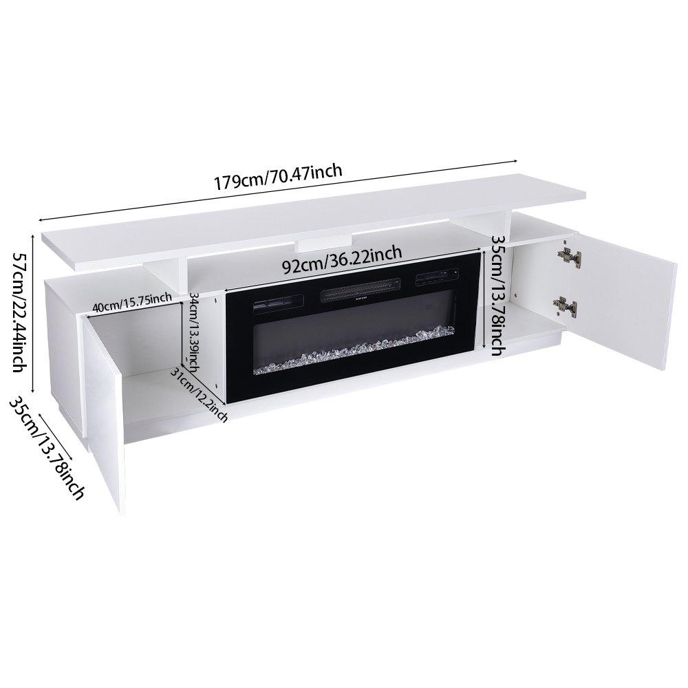 White - Kabinet UK - Electric Fireplace TV Stand with Remote Control - 8