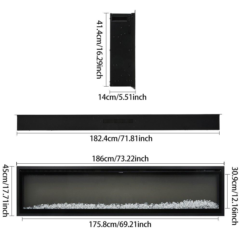 Black - Kabinet UK - 186cm Electric Fireplace with Remote Control - 3
