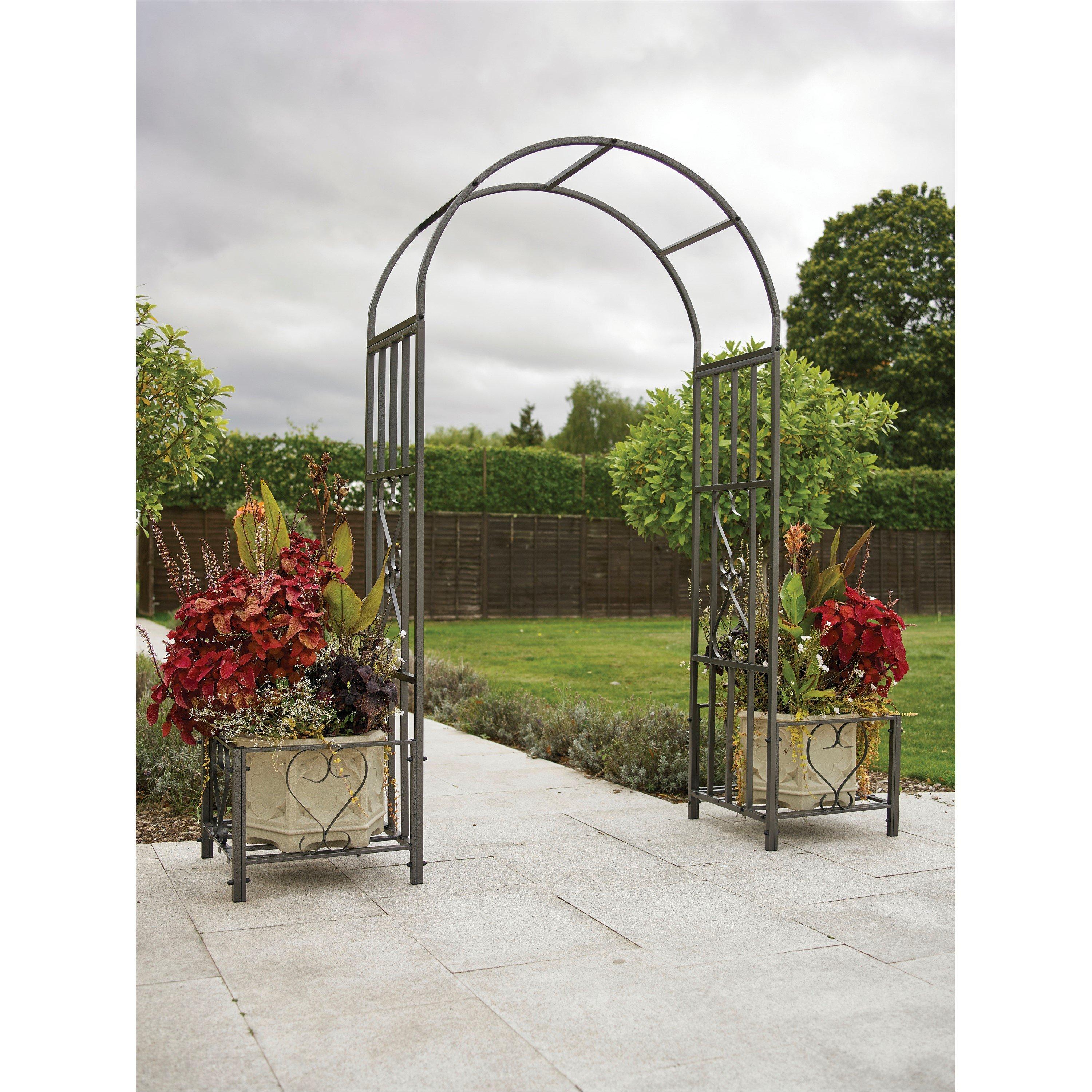 Black - Greenhurst - ARBOUR WITH PLANTERS - 1
