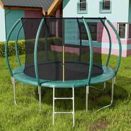 LIFE IDEAS SPORT 8FT Outdoor Enclosure Trampoline with Ladder