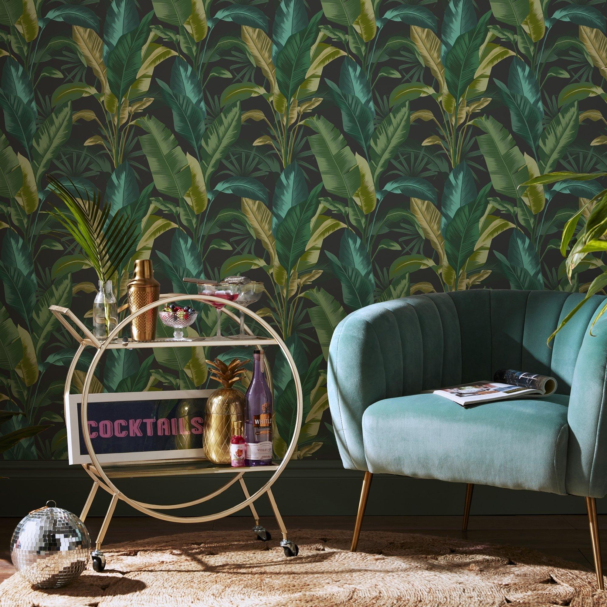 Green - Envy - Leaf It Out Midnight Wallpaper - 1