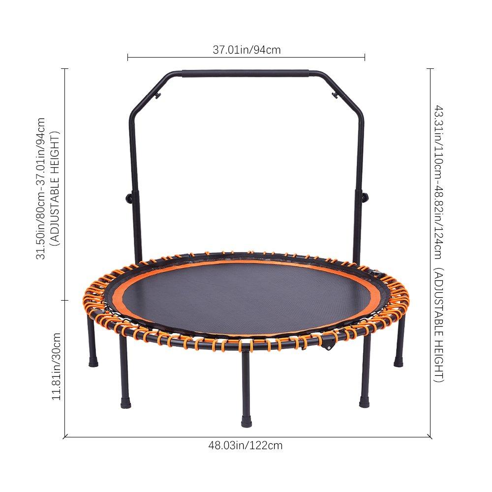 Black Orange - LIFE IDEAS SPORT - 48in Bungee Cords Foldable Round Trampoline - 3