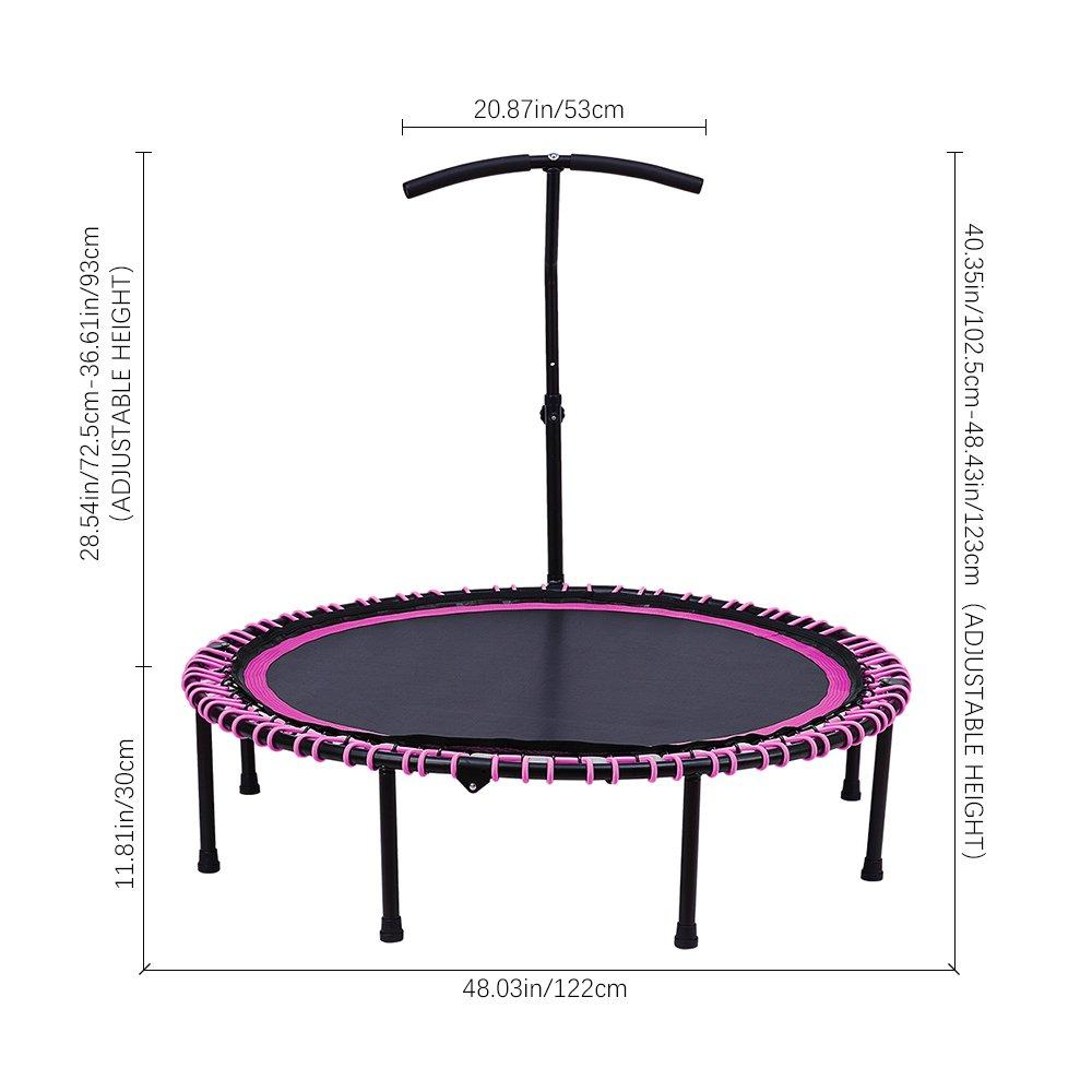 Pink - LIFE IDEAS SPORT - 48in Bungee Cords Foldable Round Trampoline - 3